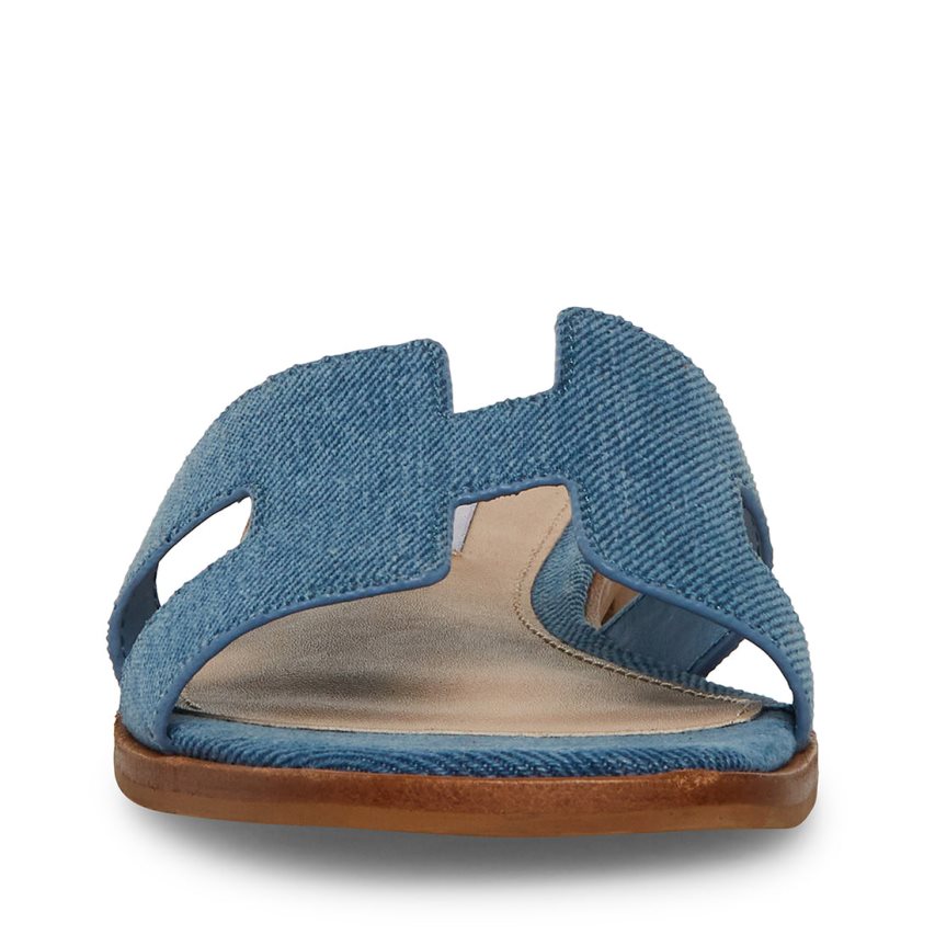 Blue Steve Madden Hadyn Denim Fabric Women's Slides | PH 4819CEM